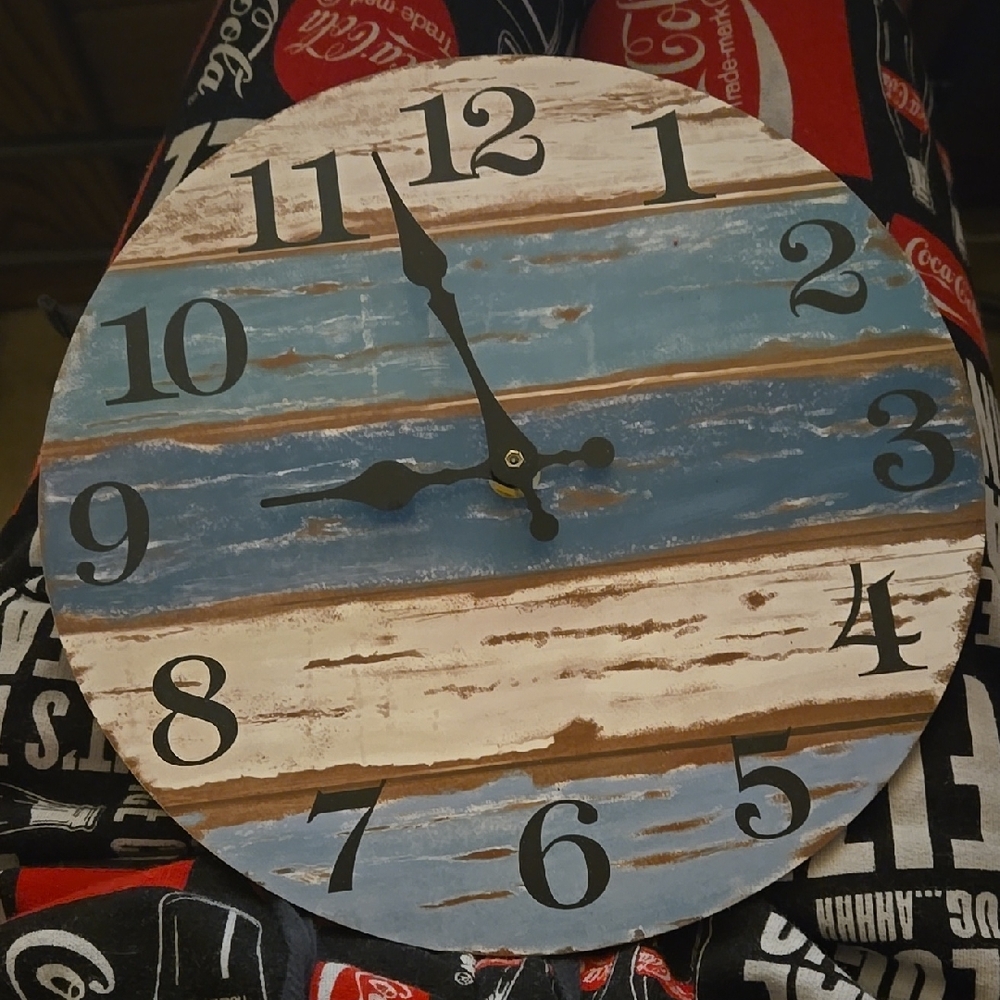 Rustic Blue and Brown Wall Clock